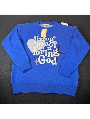 Women’s Large – God’s Love Overcomes GLO Christian Graphic Sweater